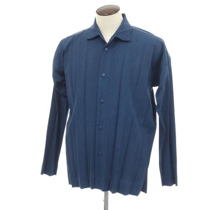 【中古】オム プリッセ イッセイミヤケ HOMME PLISSE ISSEY MIYAKE 2026年春夏 アコーディオンプリーツ加工 カジュアルシャツ ネイビー【サイズ表記なし（L位）】【 状態ランクA 】【 メンズ 】