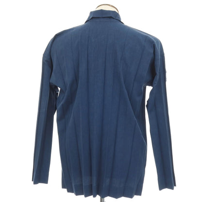 【中古】オム プリッセ イッセイミヤケ HOMME PLISSE ISSEY MIYAKE 2026年春夏 アコーディオンプリーツ加工 カジュアルシャツ ネイビー【サイズ表記なし（L位）】【 状態ランクA 】【 メンズ 】