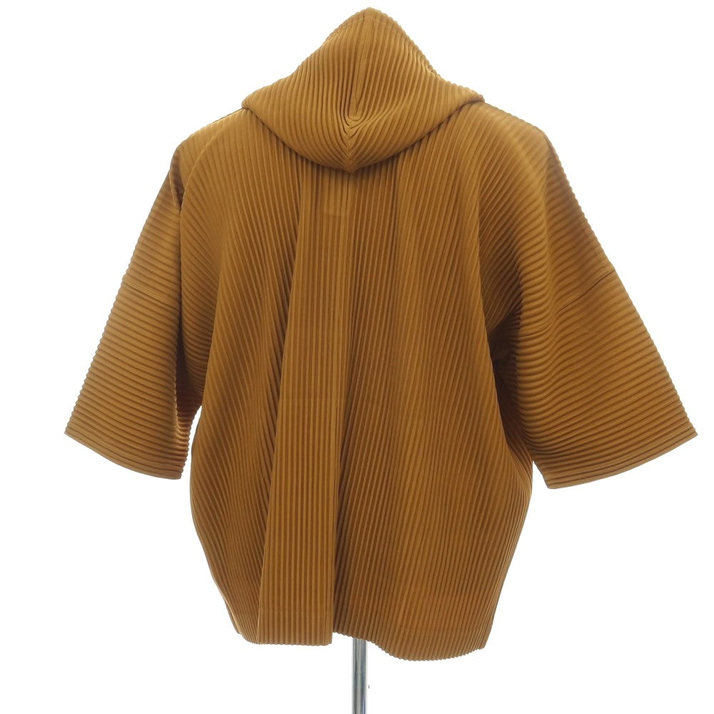 【中古】オム プリッセ イッセイミヤケ HOMME PLISSE ISSEY MIYAKE 2026年春夏 プリーツ 半袖 プルオーバー パーカー キャメル【サイズ表記なし（L位）】【 状態ランクA 】【 メンズ 】