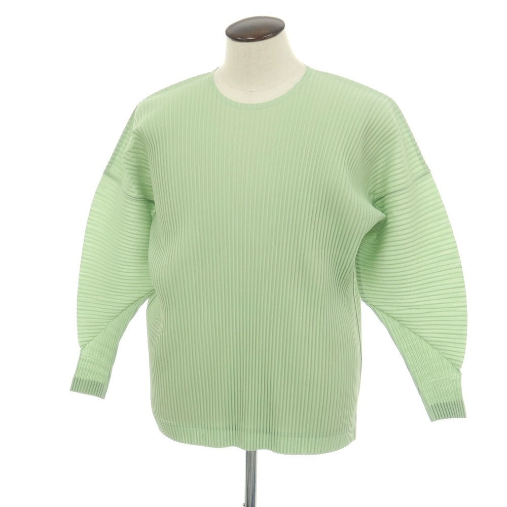 【中古】オム プリッセ イッセイミヤケ HOMME PLISSE ISSEY MIYAKE 2026年春夏 プリーツ クルーネック 長袖カットソー ライトグリーン【サイズ表記なし（L位）】【 状態ランクA 】【 メンズ 】