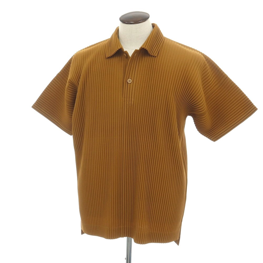 【中古】オム プリッセ イッセイミヤケ HOMME PLISSE ISSEY MIYAKE 2026年春夏 プリーツ 半袖ポロシャツ キャメル【サイズ表記なし（L位）】【 状態ランクA 】【 メンズ 】