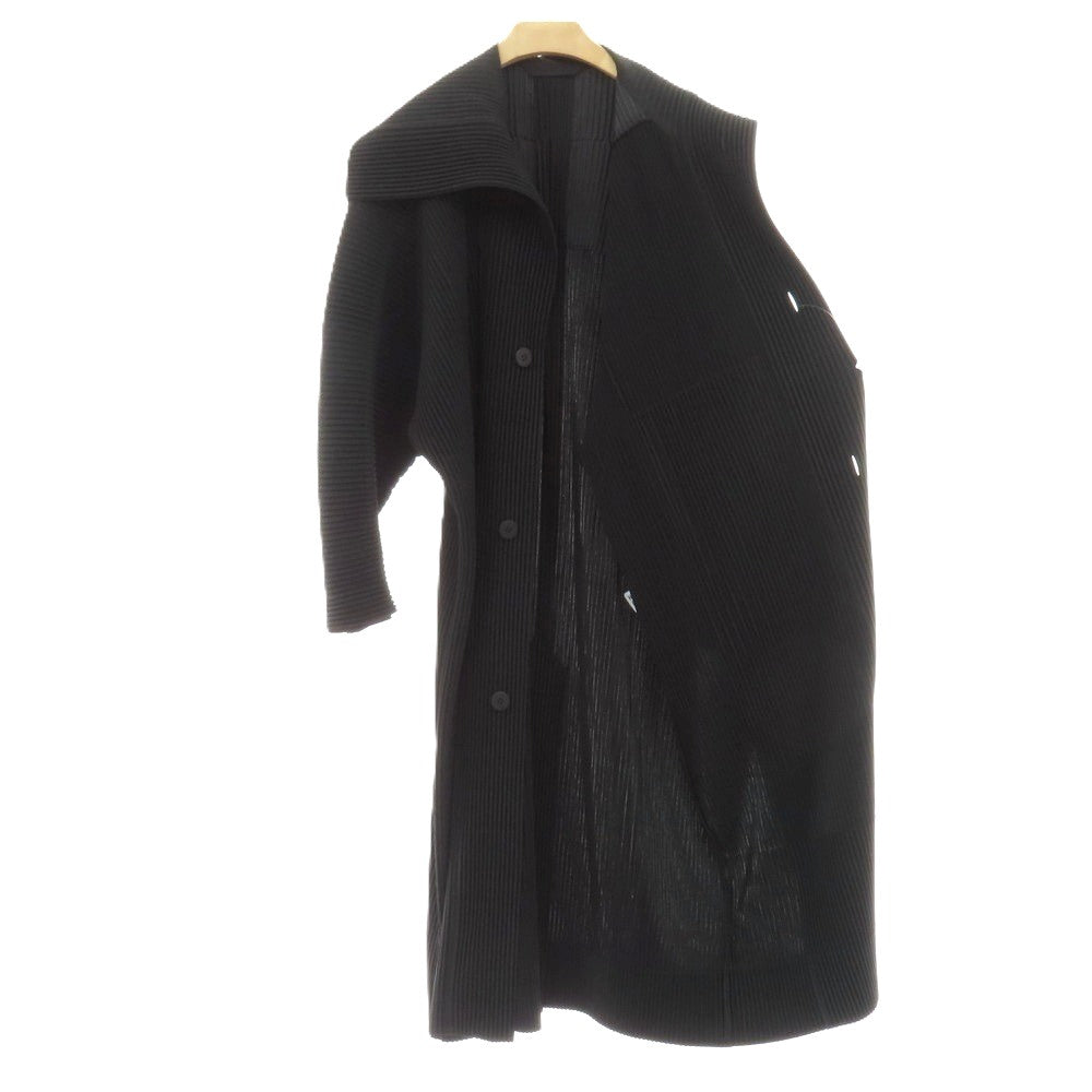 【中古】オム プリッセ イッセイミヤケ HOMME PLISSE ISSEY MIYAKE 2026年春夏 プリーツ加工 ロングコート ブラック【サイズ表記なし（L位）】【 状態ランクA 】【 メンズ 】