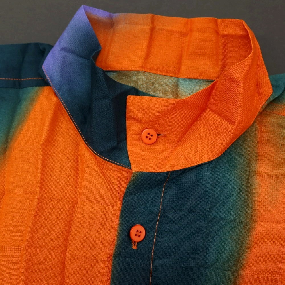 【中古】オム プリッセ イッセイミヤケ HOMME PLISSE ISSEY MIYAKE 2026年春夏 プリーツ スタンドカラー ロング丈シャツ オレンジxグリーン【サイズ表記なし（L位）】【 状態ランクA 】【 メンズ 】