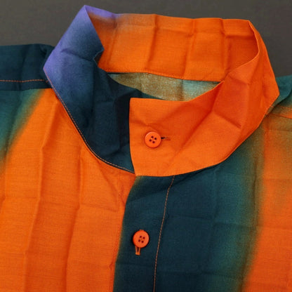 【中古】オム プリッセ イッセイミヤケ HOMME PLISSE ISSEY MIYAKE 2026年春夏 プリーツ スタンドカラー ロング丈シャツ オレンジxグリーン【サイズ表記なし（L位）】【 状態ランクA 】【 メンズ 】