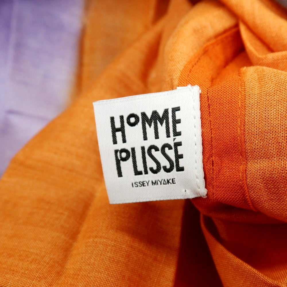 【中古】オム プリッセ イッセイミヤケ HOMME PLISSE ISSEY MIYAKE 2026年春夏 プリーツ スタンドカラー ロング丈シャツ オレンジxグリーン【サイズ表記なし（L位）】【 状態ランクA 】【 メンズ 】