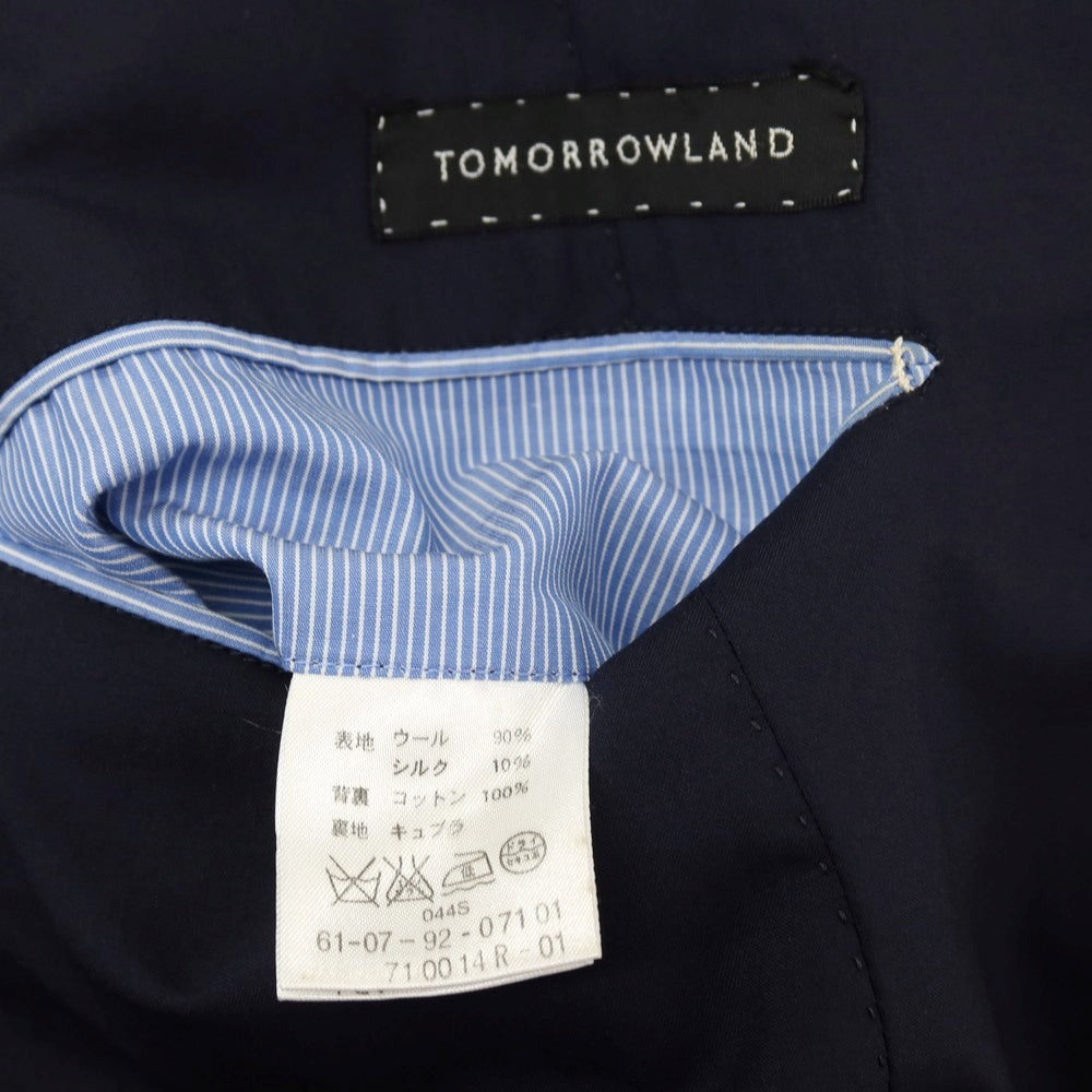 【中古】トゥモローランド TOMORROWLAND Super130’Sウール＆シルク600 2B テーラードジャケット ネイビー【サイズ44】【 状態ランクC 】【 メンズ 】