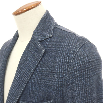 【中古】チルコロ1901 CIRCOLO 1901 コットン ジャージー チェック 転写プリント 裏起毛 2B カジュアルジャケット ブルーネイビー【サイズ46】【 状態ランクD 】【 メンズ 】
