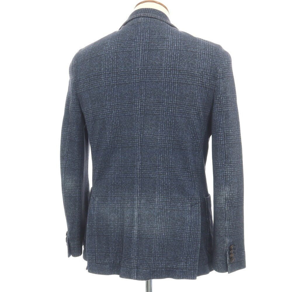 【中古】チルコロ1901 CIRCOLO 1901 コットン ジャージー チェック 転写プリント 裏起毛 2B カジュアルジャケット ブルーネイビー【サイズ46】【 状態ランクD 】【 メンズ 】