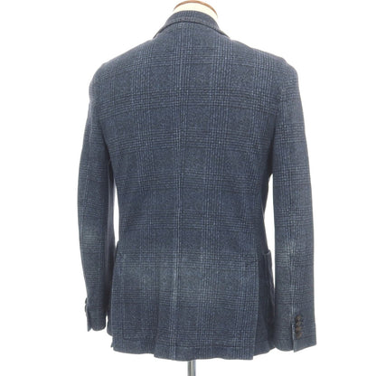 【中古】チルコロ1901 CIRCOLO 1901 コットン ジャージー チェック 転写プリント 裏起毛 2B カジュアルジャケット ブルーネイビー【サイズ46】【 状態ランクD 】【 メンズ 】