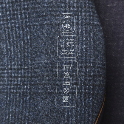 【中古】チルコロ1901 CIRCOLO 1901 コットン ジャージー チェック 転写プリント 裏起毛 2B カジュアルジャケット ブルーネイビー【サイズ46】【 状態ランクD 】【 メンズ 】
