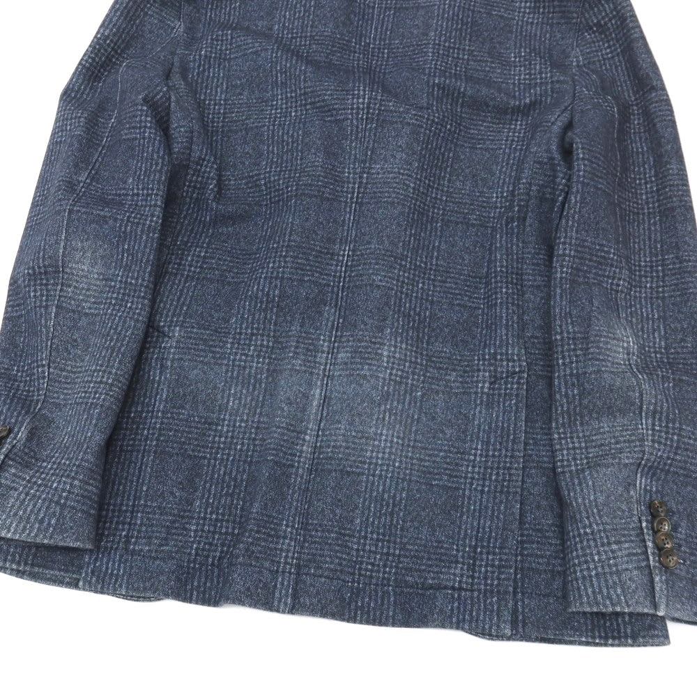 【中古】チルコロ1901 CIRCOLO 1901 コットン ジャージー チェック 転写プリント 裏起毛 2B カジュアルジャケット ブルーネイビー【サイズ46】【 状態ランクD 】【 メンズ 】