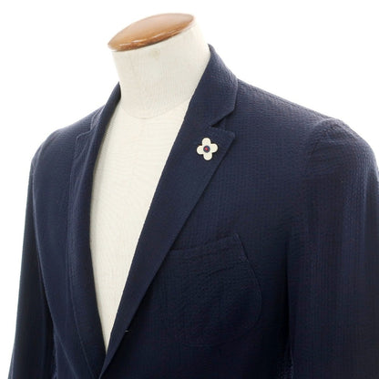 【中古】ラルディーニ LARDINI コットン シアサッカー 3B テーラードジャケット ネイビー【サイズ46】【 状態ランクC 】【 メンズ 】