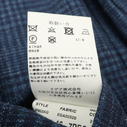 【中古】ラルディーニ LARDINI コットンリネンポリウレタン チェック 3B テーラードジャケット ブルーxネイビー【サイズ46】【 状態ランクB 】【 メンズ 】
