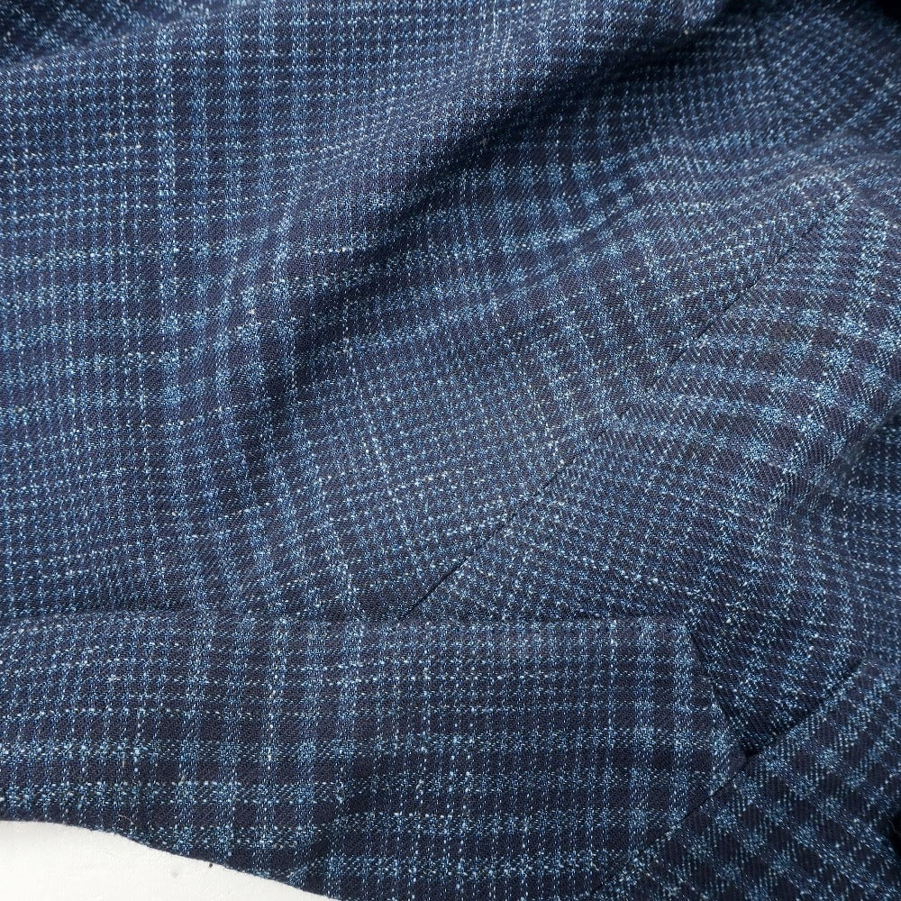 【中古】ラルディーニ LARDINI コットンリネンポリウレタン チェック 3B テーラードジャケット ブルーxネイビー【サイズ46】【 状態ランクB 】【 メンズ 】