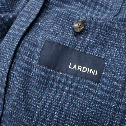 【中古】ラルディーニ LARDINI コットンリネンポリウレタン チェック 3B テーラードジャケット ブルーxネイビー【サイズ46】【 状態ランクB 】【 メンズ 】