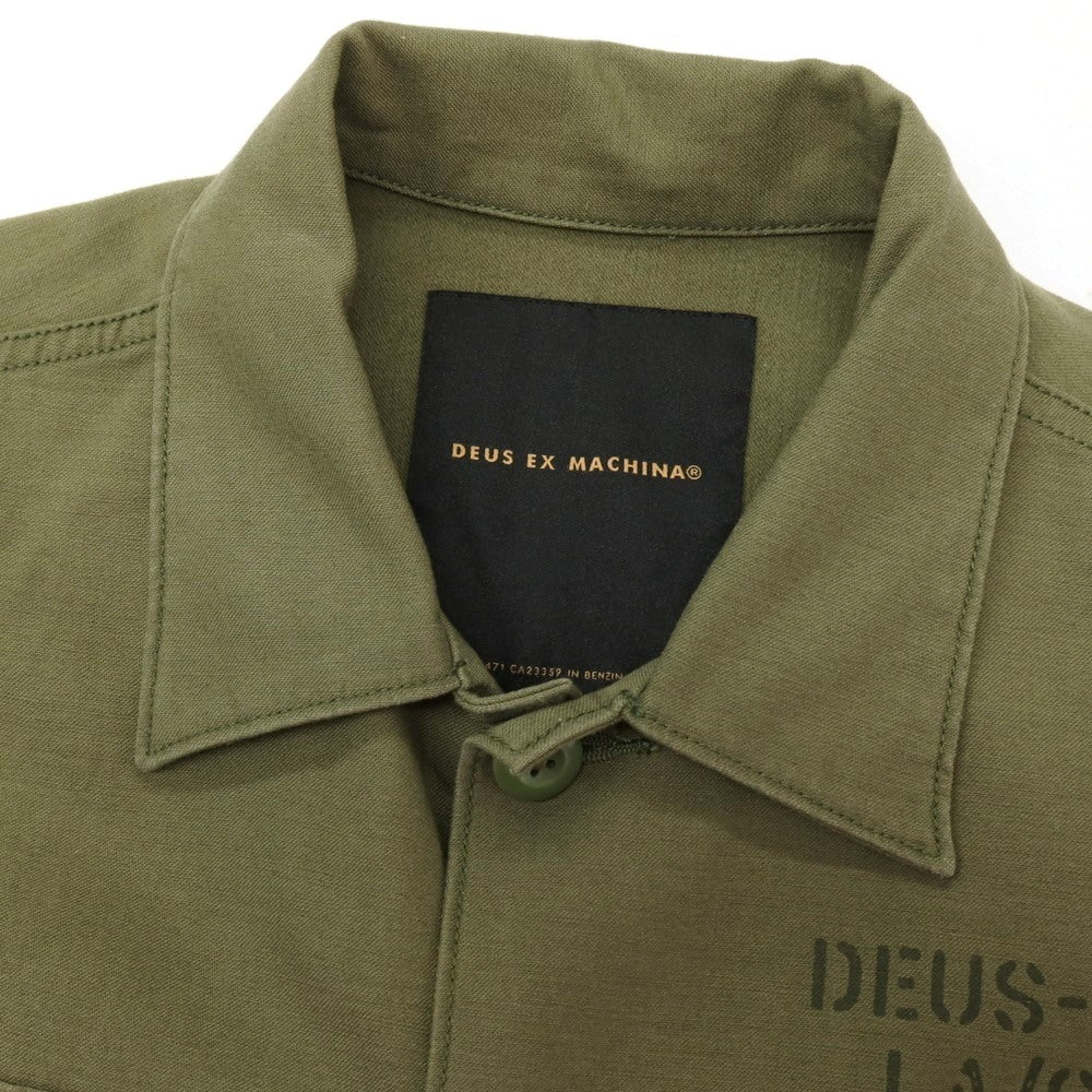 【中古】デウス エクス マキナ Deus Ex Machina コットン ミリタリー カジュアルシャツ オリーブ【サイズL】【 状態ランクB 】【 メンズ 】