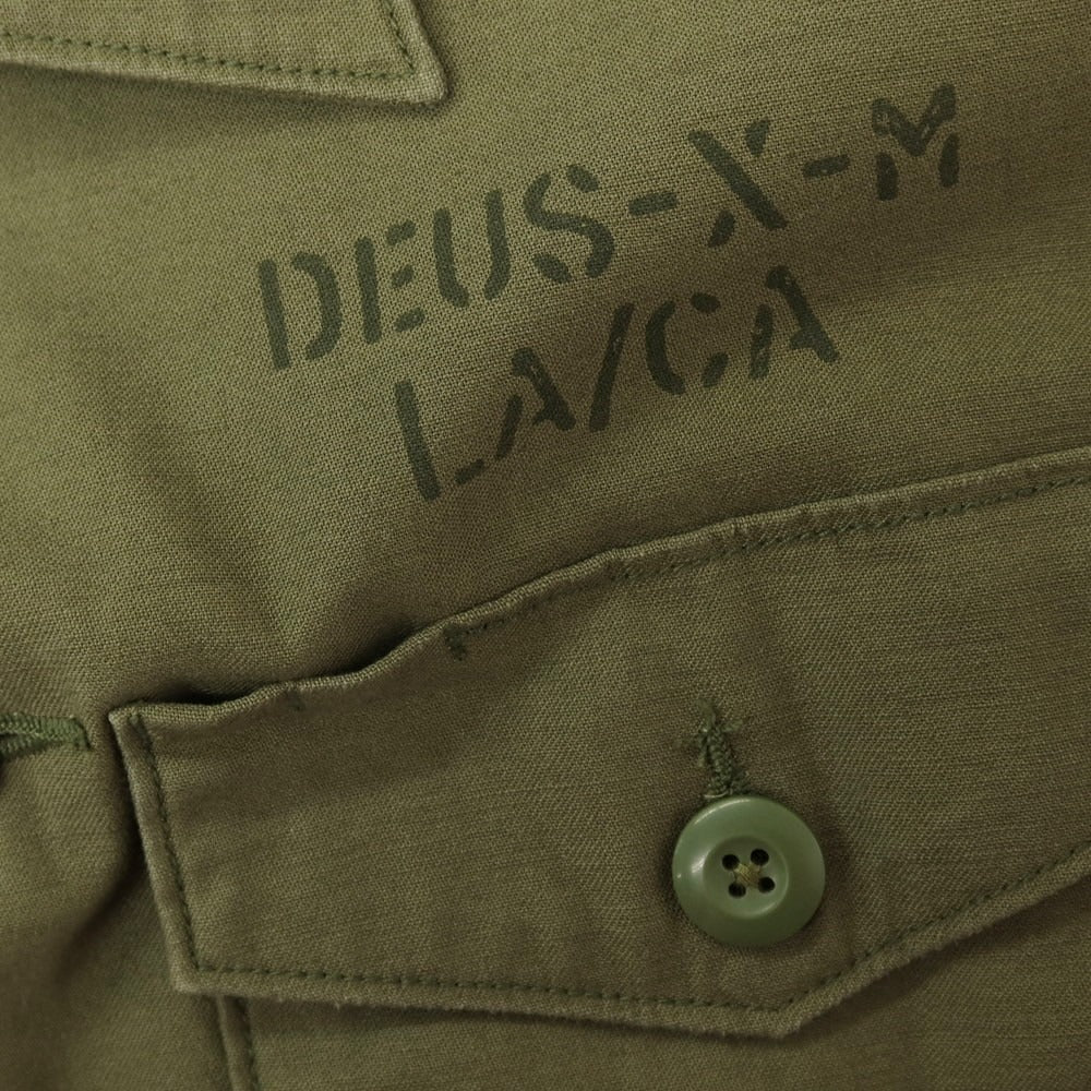 【中古】デウス エクス マキナ Deus Ex Machina コットン ミリタリー カジュアルシャツ オリーブ【サイズL】【 状態ランクB 】【 メンズ 】