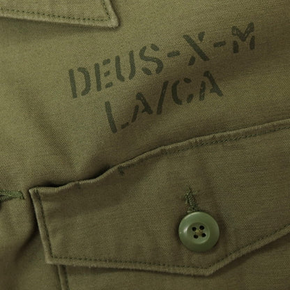 【中古】デウス エクス マキナ Deus Ex Machina コットン ミリタリー カジュアルシャツ オリーブ【サイズL】【 状態ランクB 】【 メンズ 】