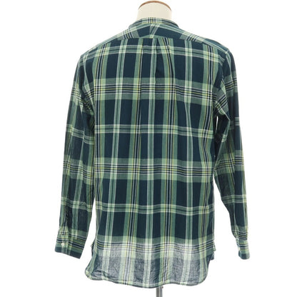【中古】ビームスプラス BEAMS PLUS コットン チェック バンドカラー プルオーバーシャツ グリーン【サイズM】【 状態ランクB 】【 メンズ 】
