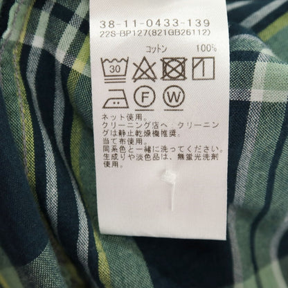 【中古】ビームスプラス BEAMS PLUS コットン チェック バンドカラー プルオーバーシャツ グリーン【サイズM】【 状態ランクB 】【 メンズ 】