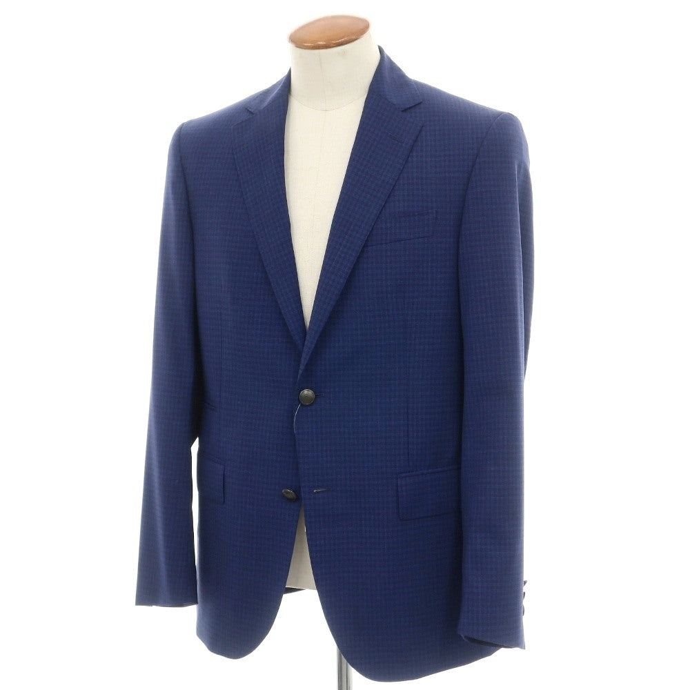 【中古】フェイ FAY Travel Jacket ウール系 チェック 2B テーラードジャケット ネイビー【サイズ48】【 状態ランクB 】【 メンズ 】