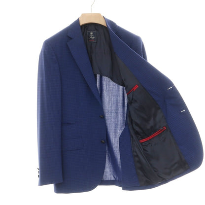 【中古】フェイ FAY Travel Jacket ウール系 チェック 2B テーラードジャケット ネイビー【サイズ48】【 状態ランクB 】【 メンズ 】