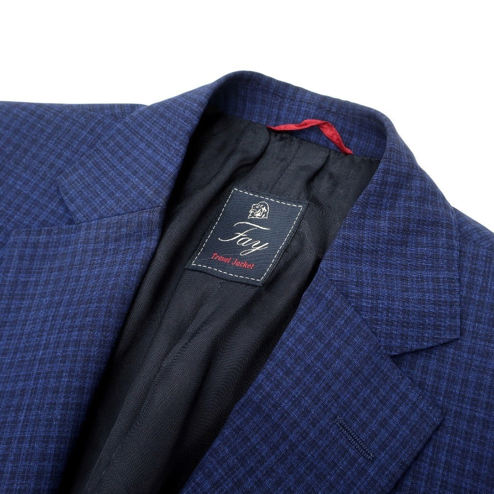 【中古】フェイ FAY Travel Jacket ウール系 チェック 2B テーラードジャケット ネイビー【サイズ48】【 状態ランクB 】【 メンズ 】