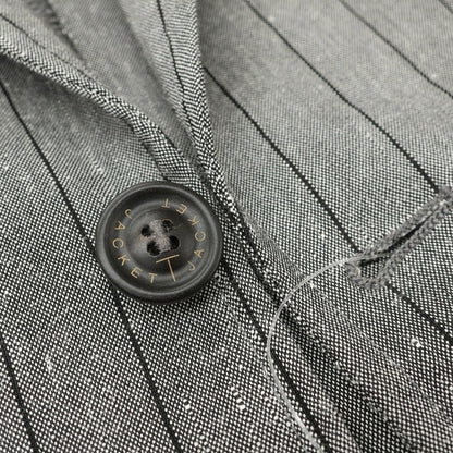 【中古】ティージャケット T-JACKET リネンポリエステル ストライプ 2B カジュアルジャケット グレー【サイズM】【 状態ランクC 】【 メンズ 】