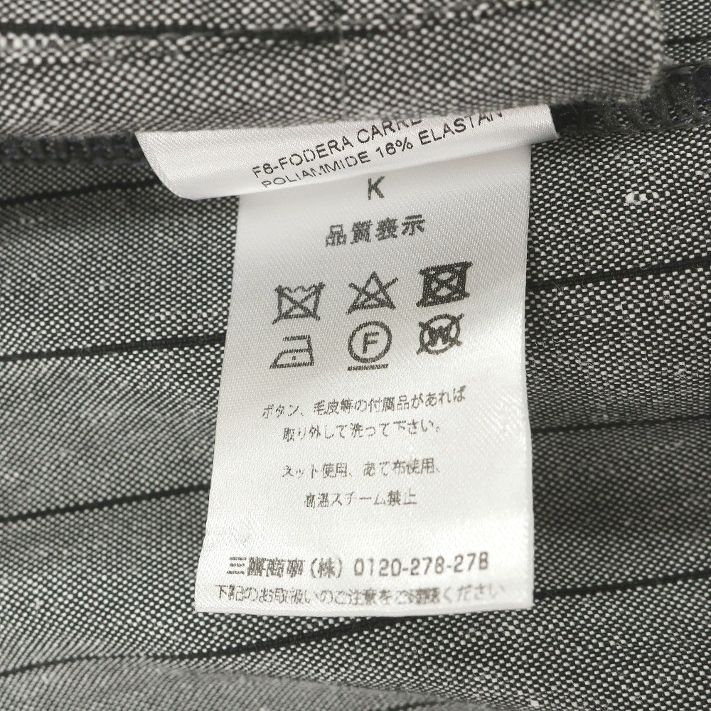 【中古】ティージャケット T-JACKET リネンポリエステル ストライプ 2B カジュアルジャケット グレー【サイズM】【 状態ランクC 】【 メンズ 】