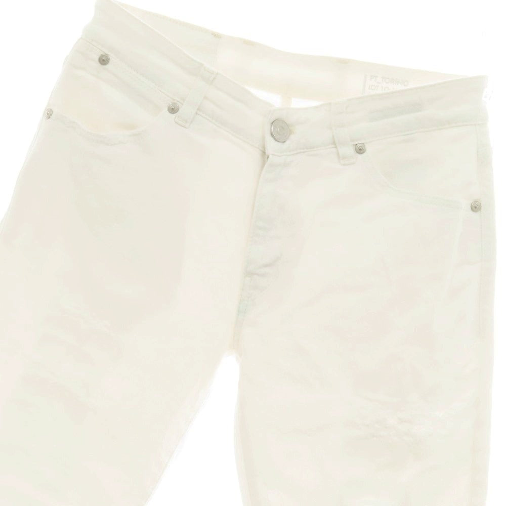 【中古】ピーティートリノ デニム PT TORINO DENIM SWING ダメージ＆リペア加工 ストレッチ コットン デニムパンツ ホワイト【サイズ30】【 状態ランクB 】【 メンズ 】