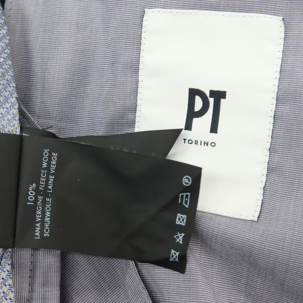 【中古】ピーティートリノ PT TORINO SUPER110’S ウール チェック ドレススラックスパンツ ブラウンxネイビー【サイズ46】【 状態ランクB 】【 メンズ 】