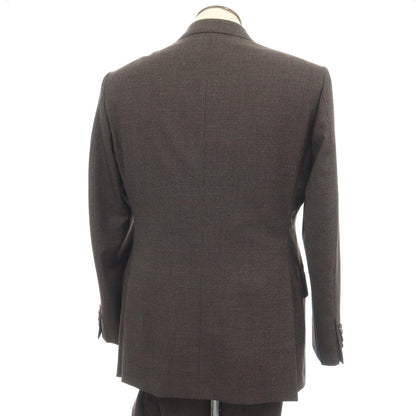 【中古】ノーブランド no brand スリーピース ウール ハウンドトゥースチェック ダブルスーツ ブラウン系【サイズ50 D7】【 状態ランクA 】【 メンズ 】