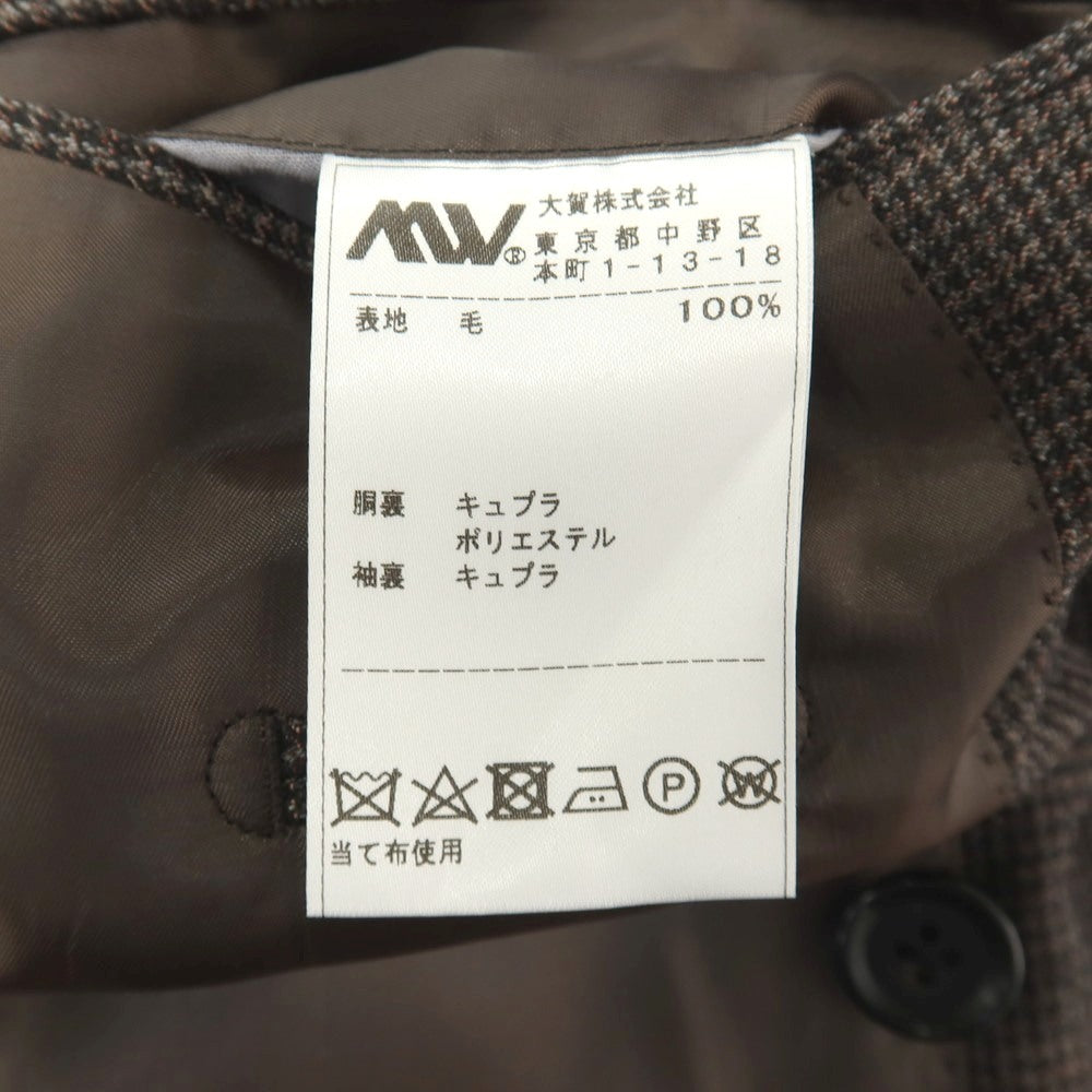 【中古】ノーブランド no brand スリーピース ウール ハウンドトゥースチェック ダブルスーツ ブラウン系【サイズ50 D7】【 状態ランクA 】【 メンズ 】