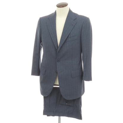 【中古】サルトリア アットリーニ Sartoria Attolini ウール ストライプ 3つボタンスーツ グレイッシュブルー【サイズ50】【 状態ランクD 】【 メンズ 】