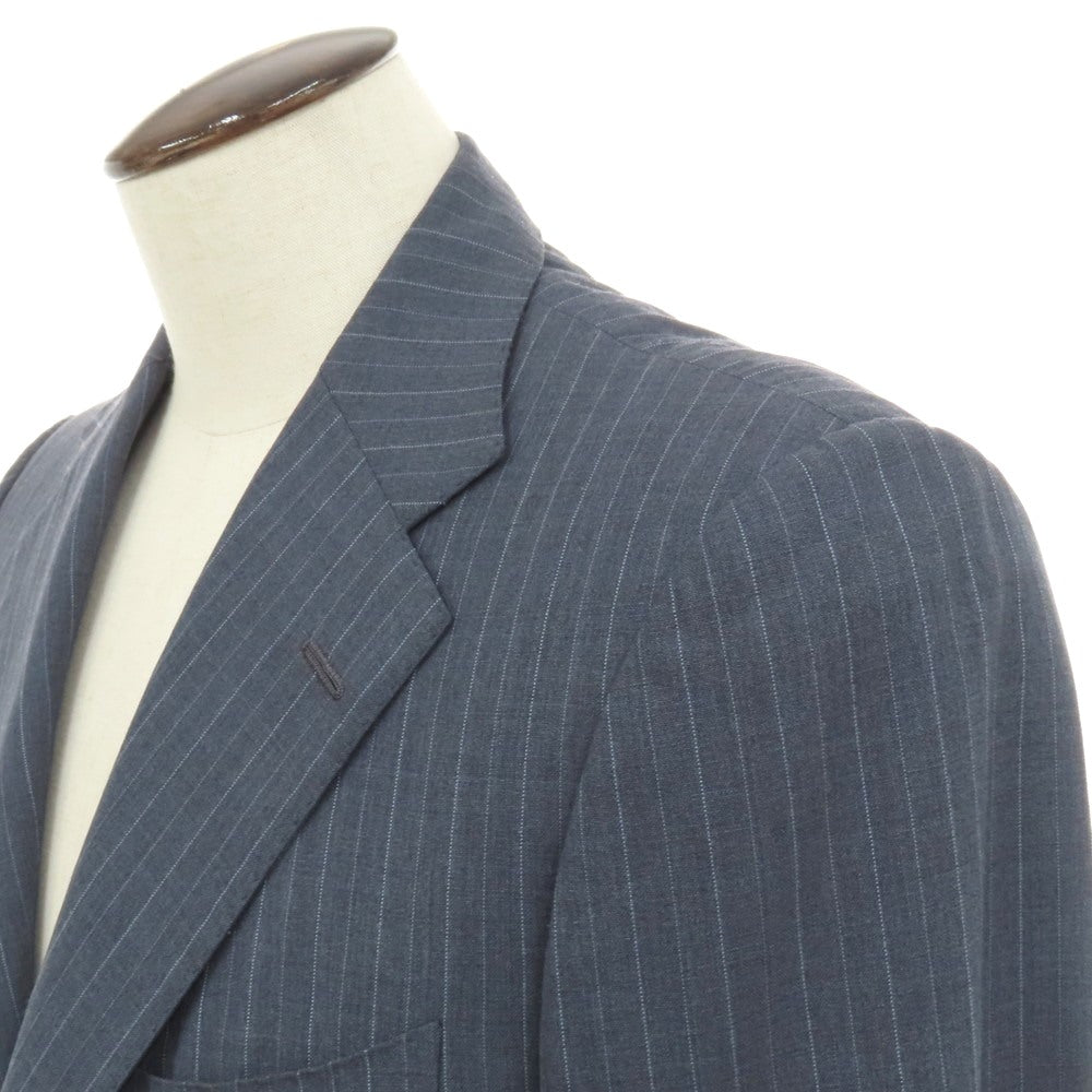 【中古】サルトリア アットリーニ Sartoria Attolini ウール ストライプ 3つボタンスーツ グレイッシュブルー【サイズ50】【 状態ランクD 】【 メンズ 】