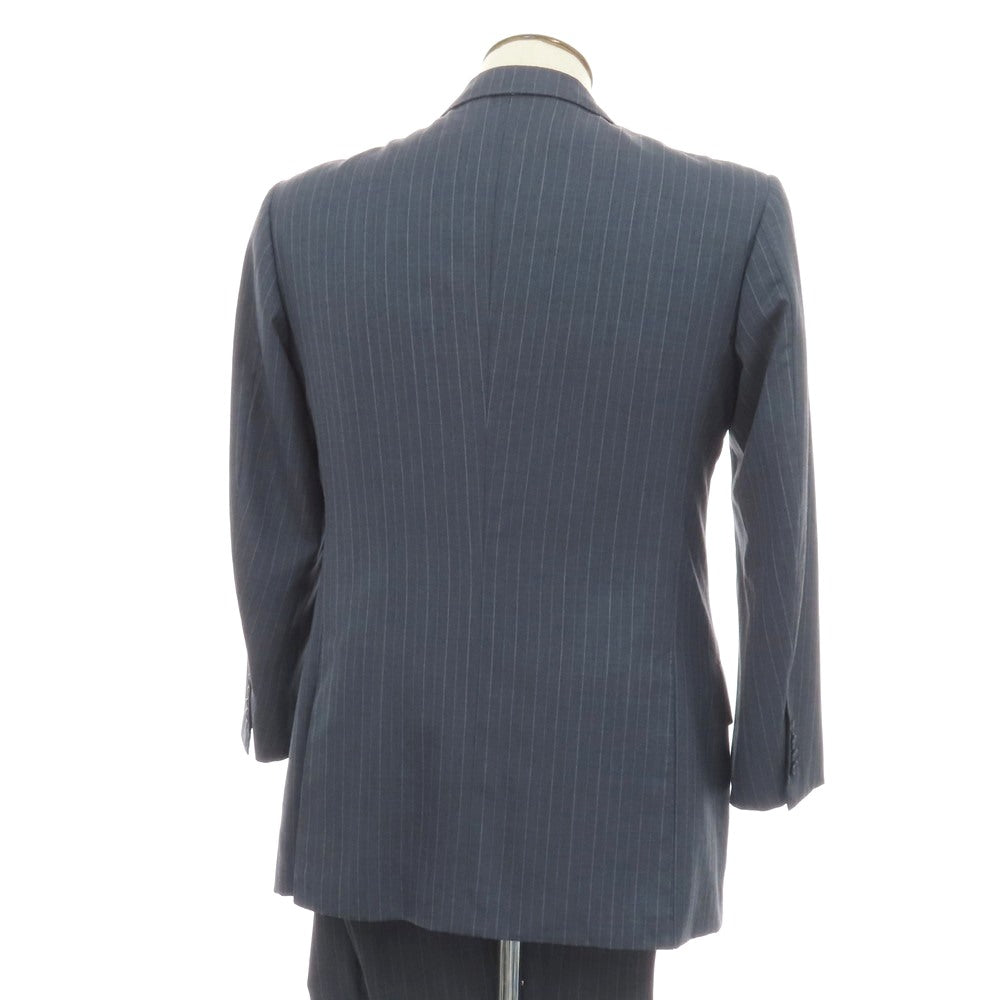 【中古】サルトリア アットリーニ Sartoria Attolini ウール ストライプ 3つボタンスーツ グレイッシュブルー【サイズ50】【 状態ランクD 】【 メンズ 】