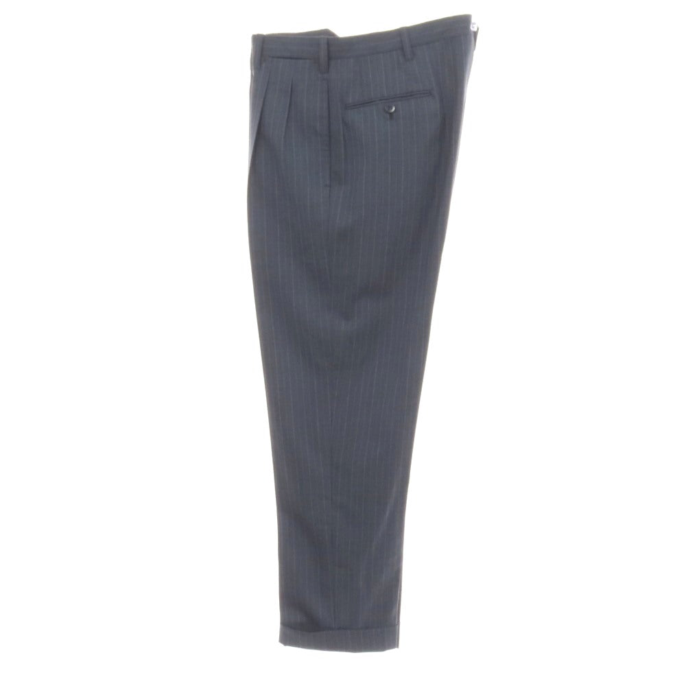 【中古】サルトリア アットリーニ Sartoria Attolini ウール ストライプ 3つボタンスーツ グレイッシュブルー【サイズ50】【 状態ランクD 】【 メンズ 】