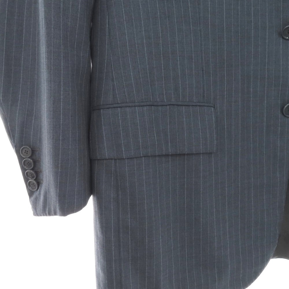 【中古】サルトリア アットリーニ Sartoria Attolini ウール ストライプ 3つボタンスーツ グレイッシュブルー【サイズ50】【 状態ランクD 】【 メンズ 】