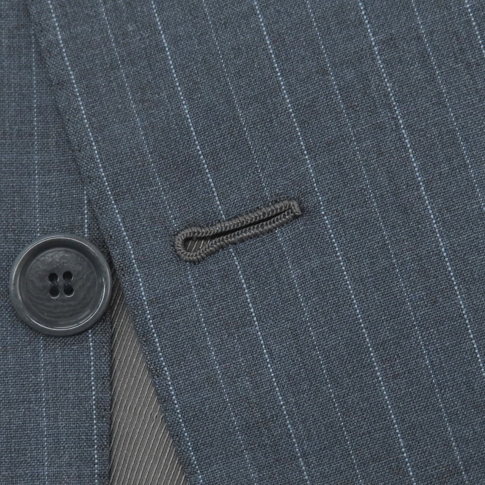 【中古】サルトリア アットリーニ Sartoria Attolini ウール ストライプ 3つボタンスーツ グレイッシュブルー【サイズ50】【 状態ランクD 】【 メンズ 】