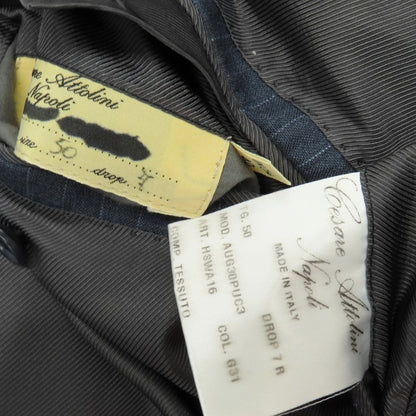 【中古】サルトリア アットリーニ Sartoria Attolini ウール ストライプ 3つボタンスーツ グレイッシュブルー【サイズ50】【 状態ランクD 】【 メンズ 】