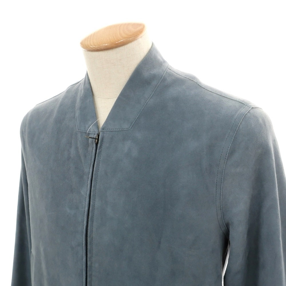 【中古】ヘルノ Herno ゴート スエード ダブルジップ レザーブルゾン ライトブルー【サイズ42】【 状態ランクC 】【 メンズ 】