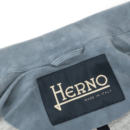 【中古】ヘルノ Herno ゴート スエード ダブルジップ レザーブルゾン ライトブルー【サイズ42】【 状態ランクC 】【 メンズ 】