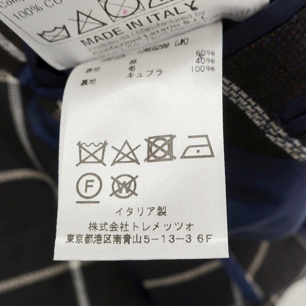 【中古】タリアトーレ TAGLIATORE Brilla per il gusto別注 リネンウール チェック 2B テーラードジャケット ネイビーブラウンxホワイト【サイズ42】【 状態ランクB 】【 メンズ 】