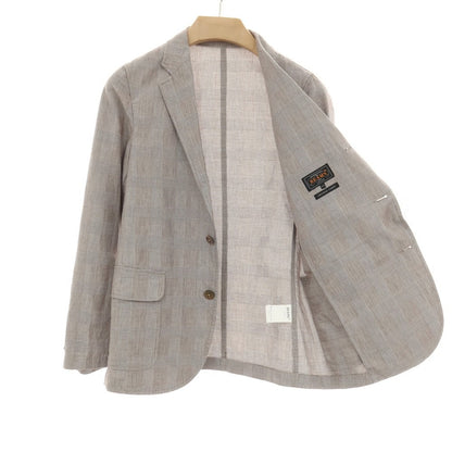 【中古】ビームスプラス BEAMS PLUS コットンリネン グレンチェック 3B カジュアルジャケット ブラウンxホワイト【サイズXS】【 状態ランクB 】【 メンズ 】