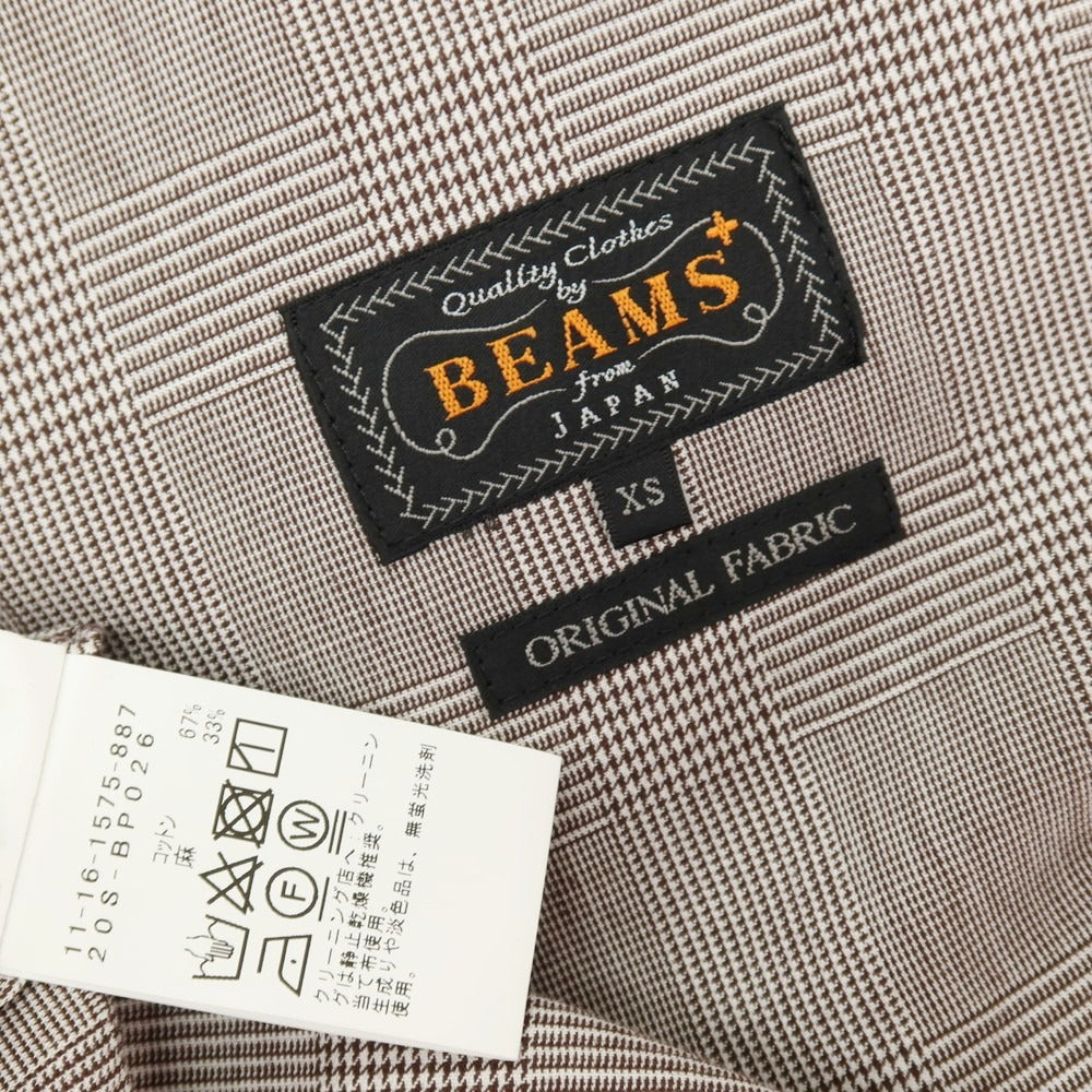 【中古】ビームスプラス BEAMS PLUS コットンリネン グレンチェック 3B カジュアルジャケット ブラウンxホワイト【サイズXS】【 状態ランクB 】【 メンズ 】