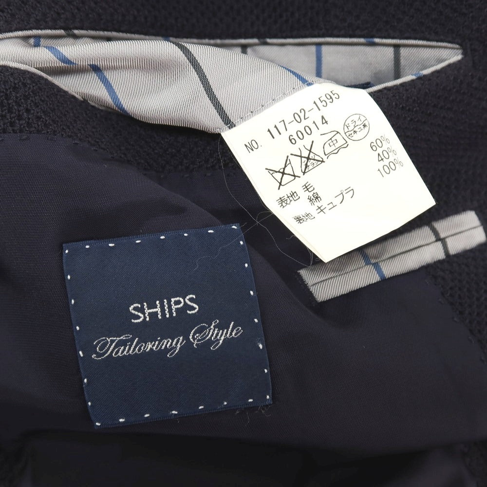 【中古】シップス SHIPS ウールコットン ダブル6B テーラードジャケット ネイビー【サイズ42】【 状態ランクB 】【 メンズ 】