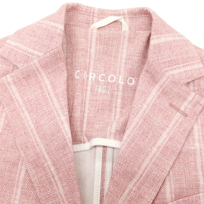 【中古】チルコロ1901 CIRCOLO 1901 コットン ジャージー ストライプ プリント 2B カジュアルジャケット ピンクxホワイト【サイズ44】【 状態ランクB 】【 メンズ 】