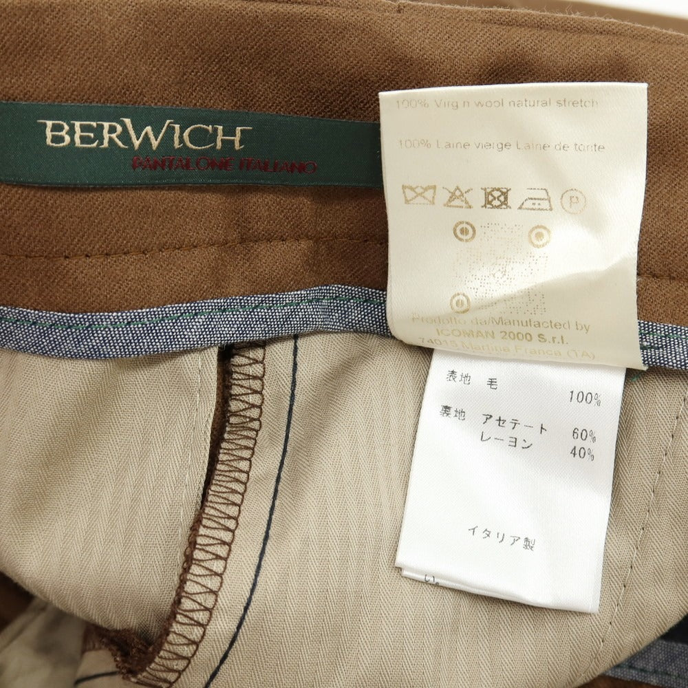 【中古】ベルウィッチ BERWICH ウール ドレススラックスパンツ ブラウン【サイズ46】【 状態ランクB 】【 メンズ 】