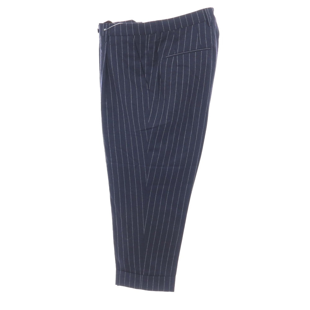 【中古】ベルウィッチ BERWICH sake 1p ウール ストライプ ドレススラックスパンツ ネイビーxホワイト【サイズ46】【 状態ランクB 】【 メンズ 】