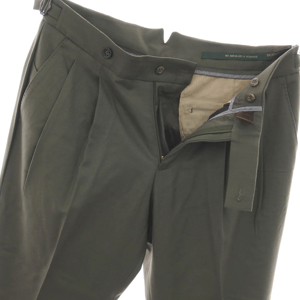 【中古】ベルウィッチ BERWICH beams scotch ウール ドレススラックスパンツ オリーブグリーン【サイズ44】【 状態ランクB 】【 メンズ 】